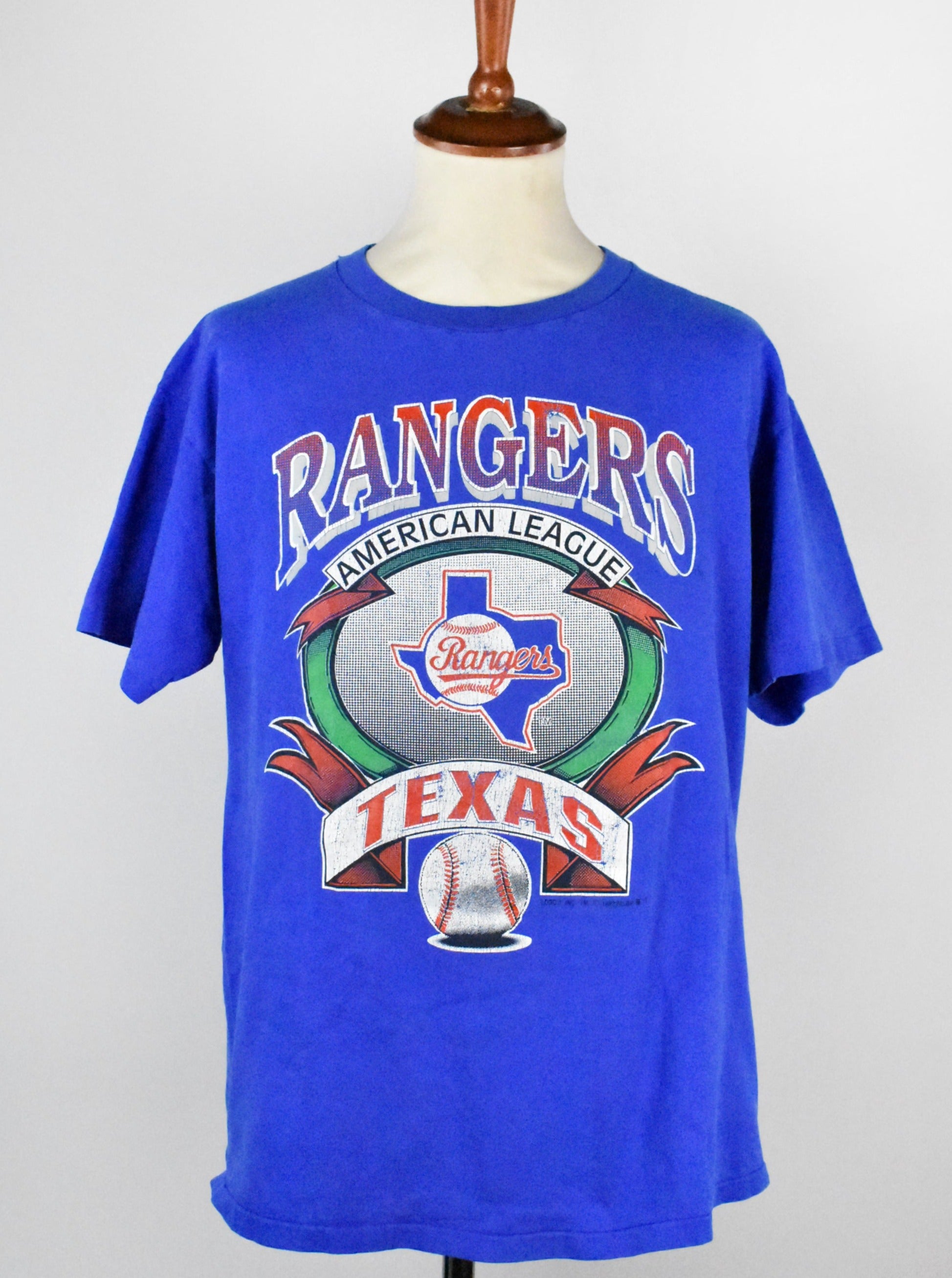 Texas Rangers: 1992 Graphic Spellout Tee (M) – National Vintage