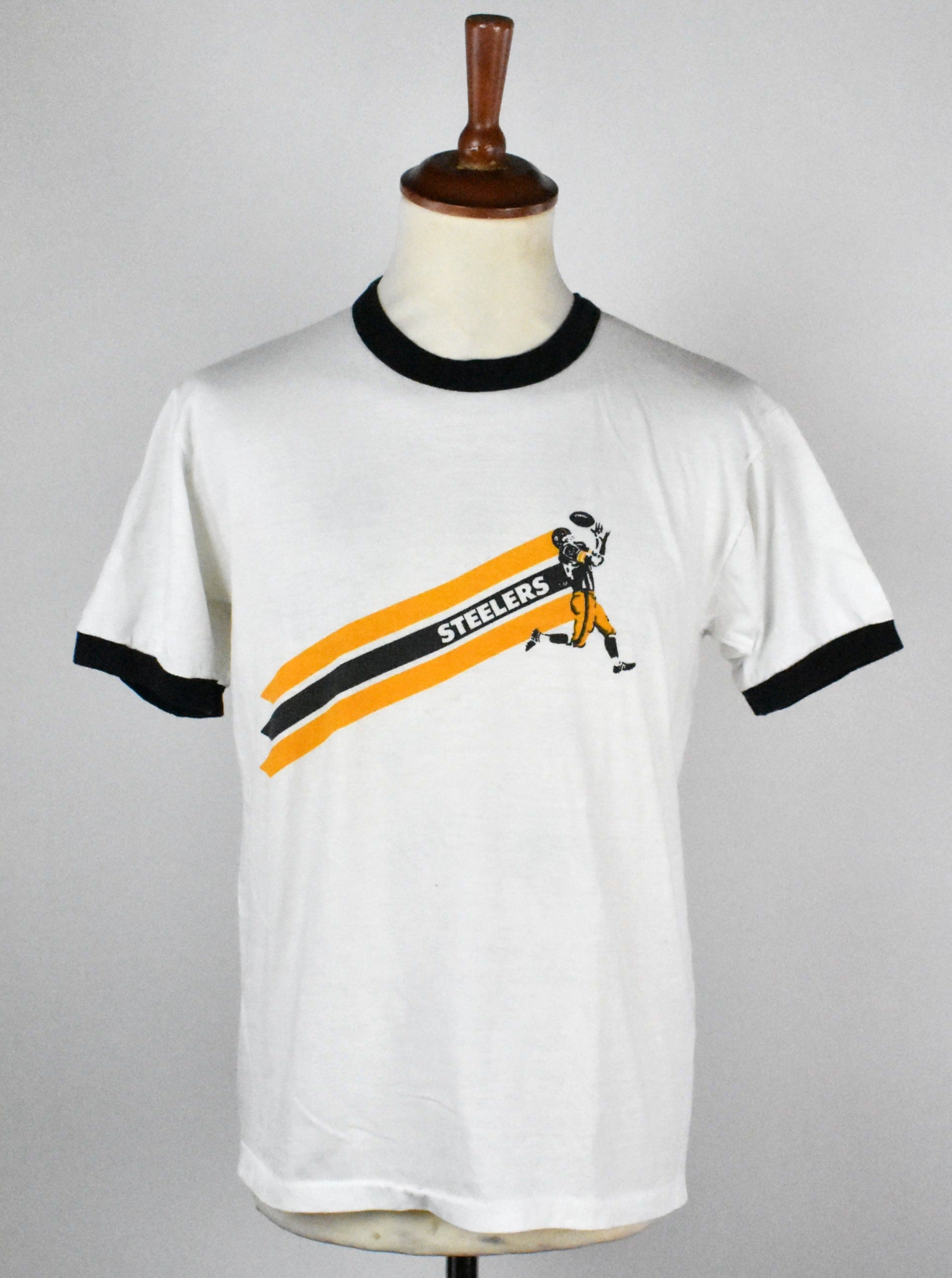 1970's Pittsburg Steelers Ringer T-Shirt, Made in The USA by Champion