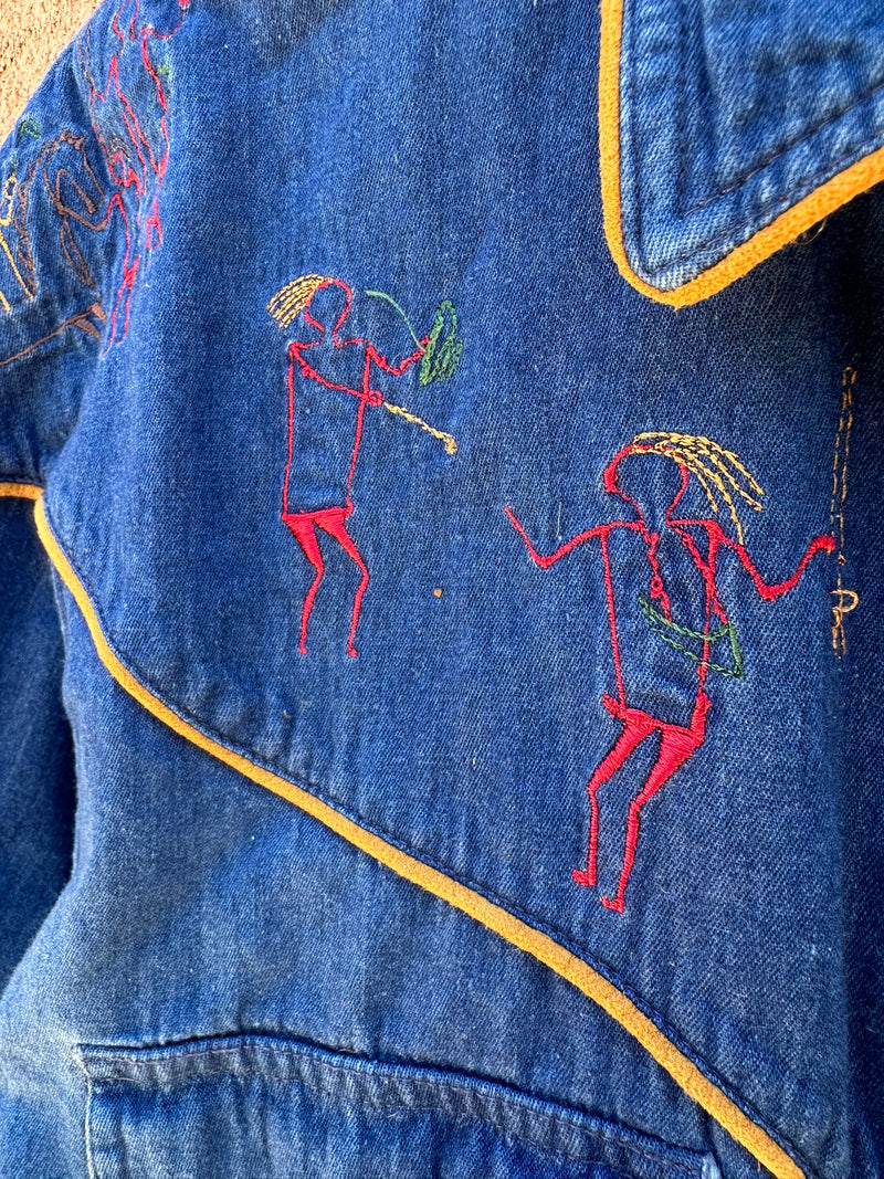 Hairston Roberson Cavepainting Denim Cowgirl Blouse