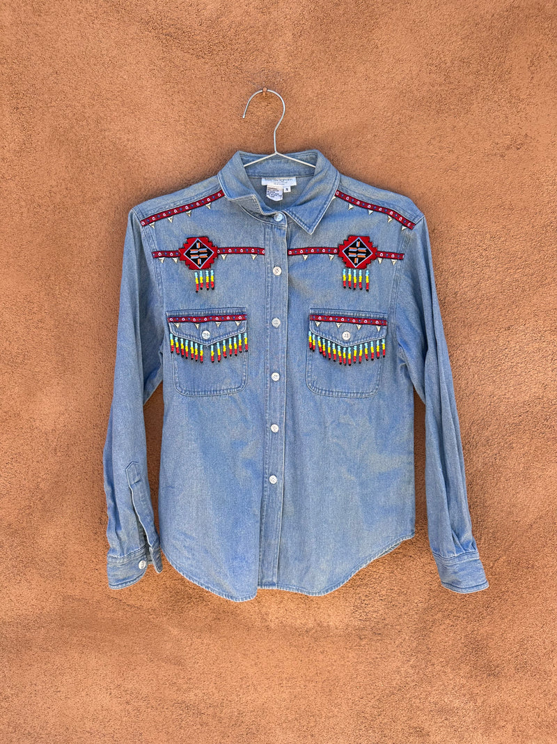 Lew Magram Southwest Style Denim Blouse