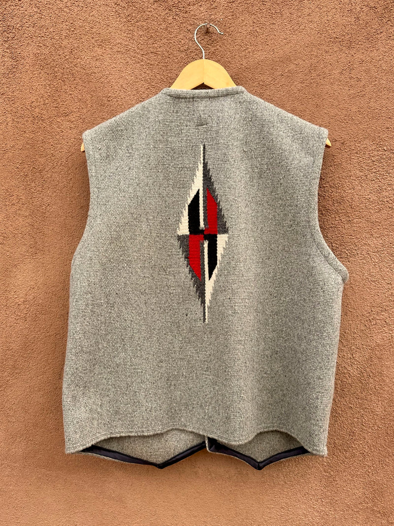 Gray Ortegas Hand Loomed Wool Chimayo Vest, Size 46