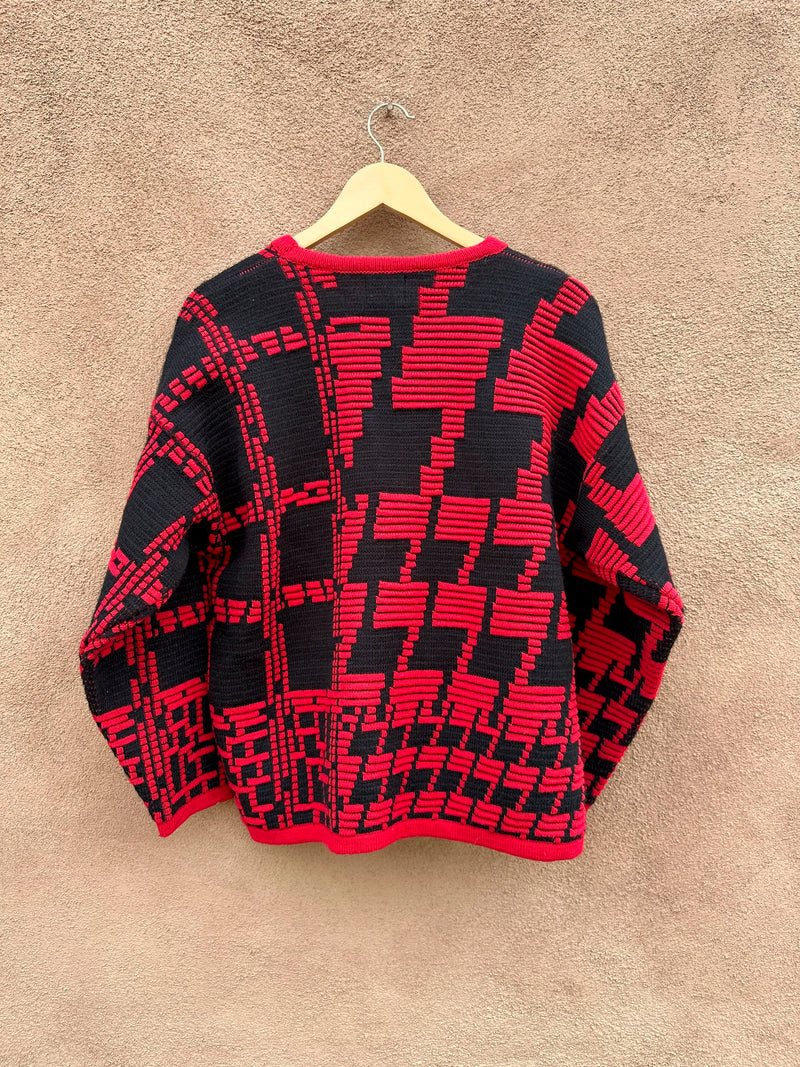 Red & Black Leslie Fay Open Cardigan