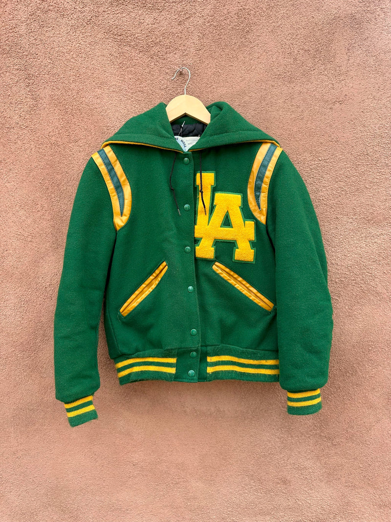 Green & Gold "L.A." Letterman with Hood - Wool