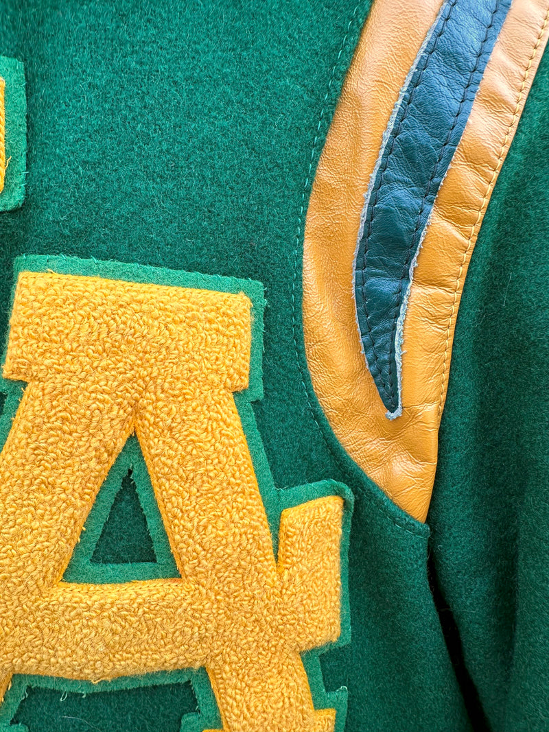 Green & Gold "L.A." Letterman with Hood - Wool