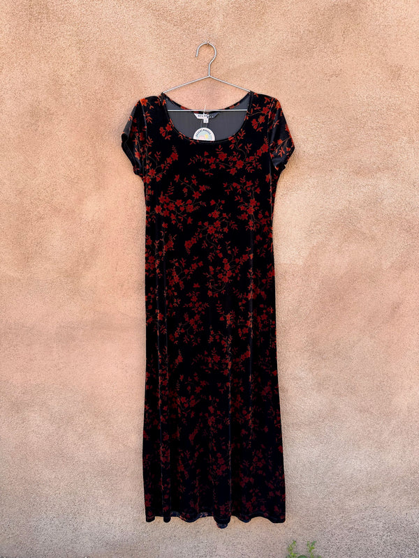 90's Velveteen Floral Dress - Studio JPR