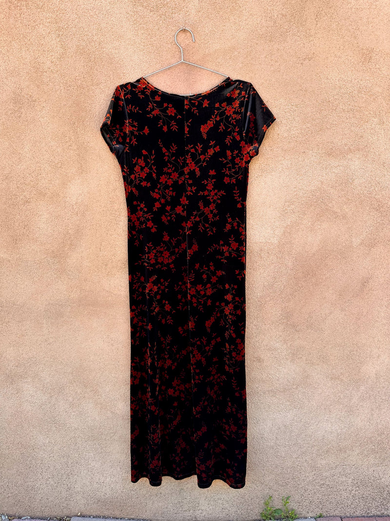 90's Velveteen Floral Dress - Studio JPR