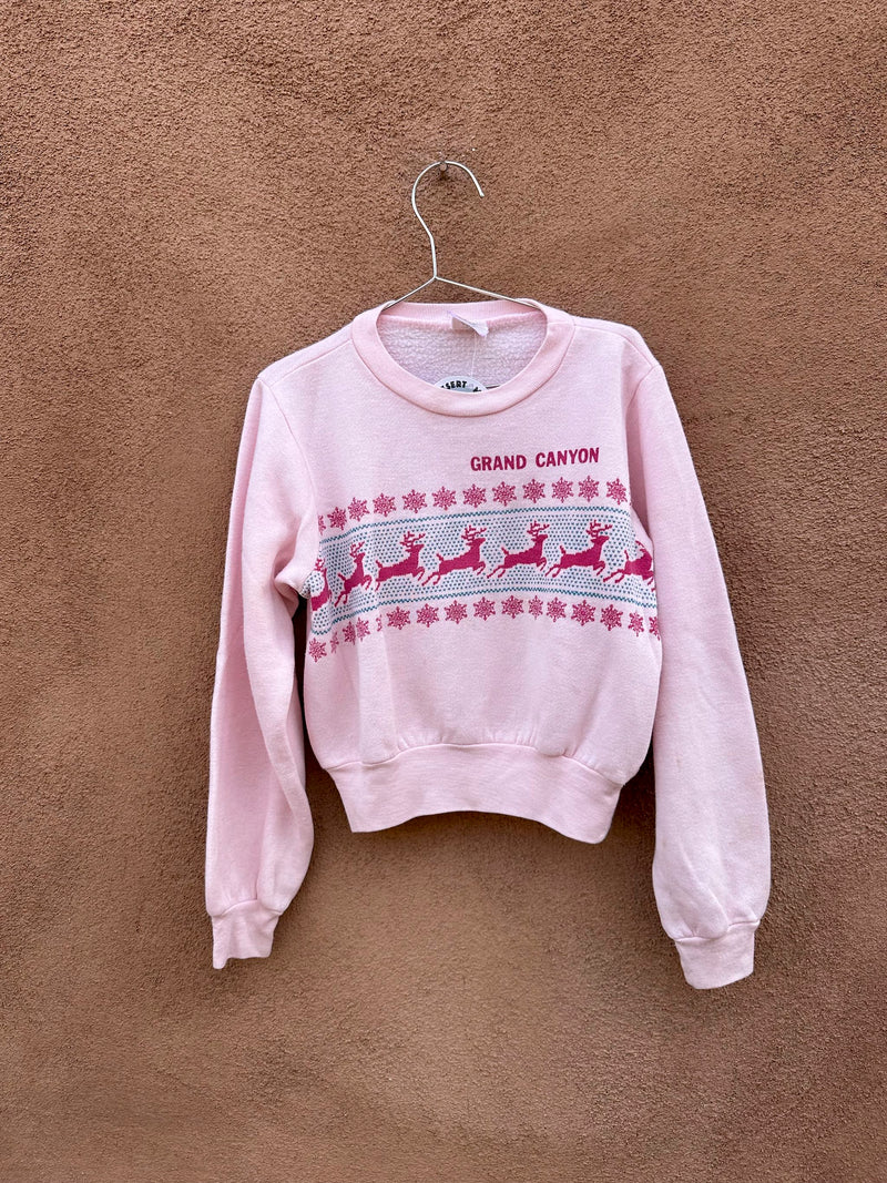 Pink Grand Canyon Reindeer Girl's Sweatshirt