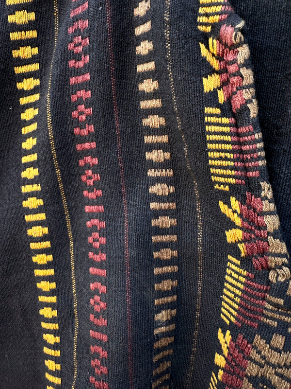 Black with Earthtone Embroidery Guatemalan Shirt