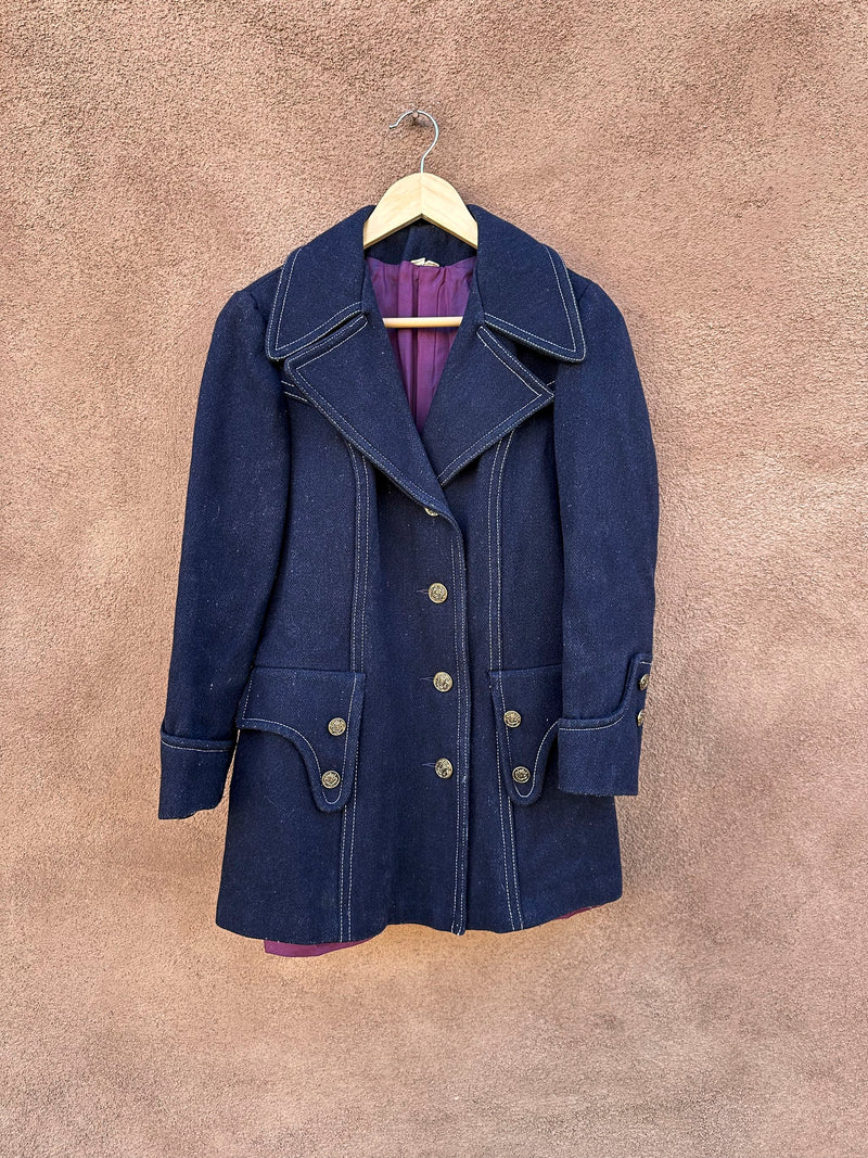 1940's Era Navy Wool Jacket with Acetate Lining