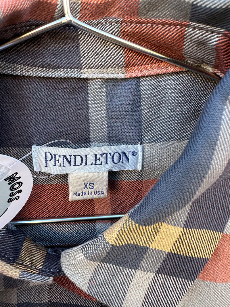 100% Wool Windowpane Plaid Pendleton Blouse - xs