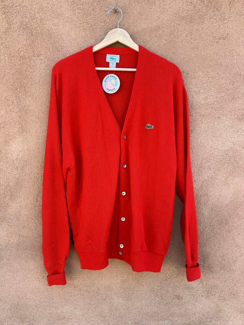 Red IZOD Lacoste Acrylic Cardigan - Large