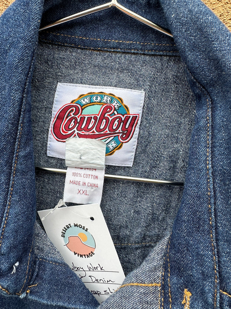 Cowboy Work Wear Denim Pearl Snap Shirt