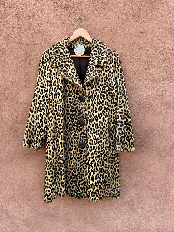 1960's/70's Cheetah Print Coat - Faux Fur, Acetate Lining