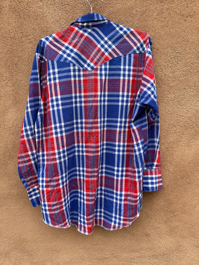 USA Plaid Western Shirt with Pearl Snaps