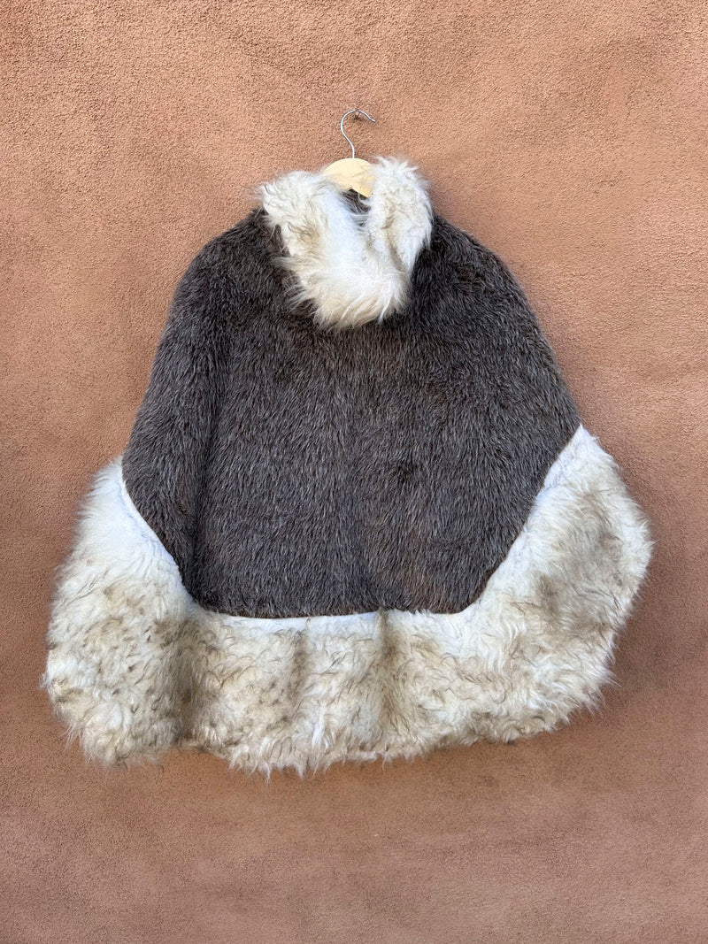 Belted & Hooded 1960's Faux Fur Poncho