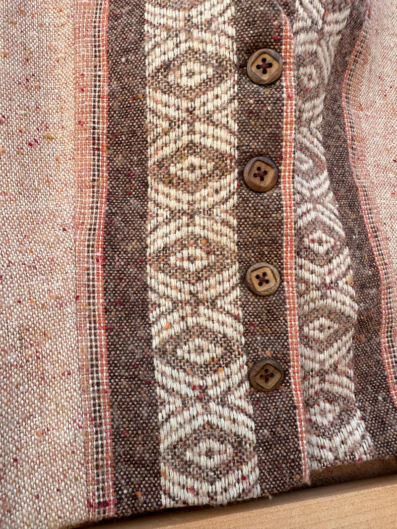 Handmade 1970's Boho Vest & Skirt - Wooden Buttons