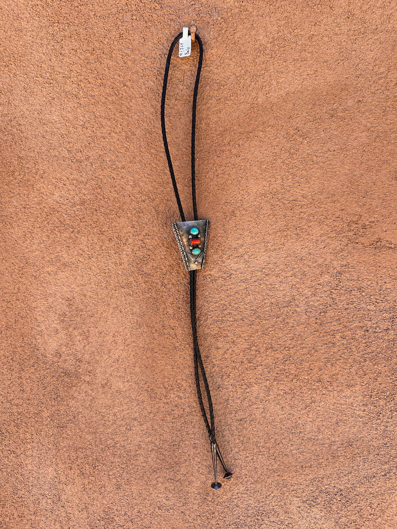 M&JCY Bolo Tie with Turquoise and Coral