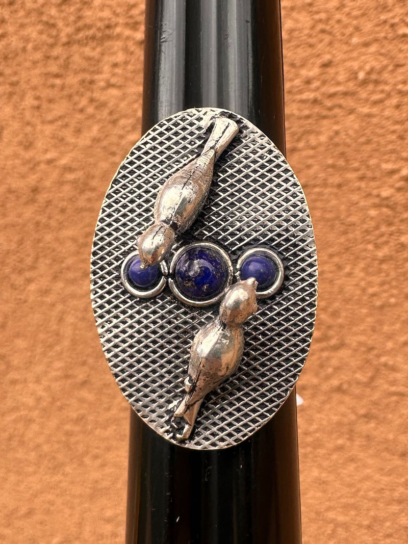 Sterling and Lapis Bird Feeder Ring