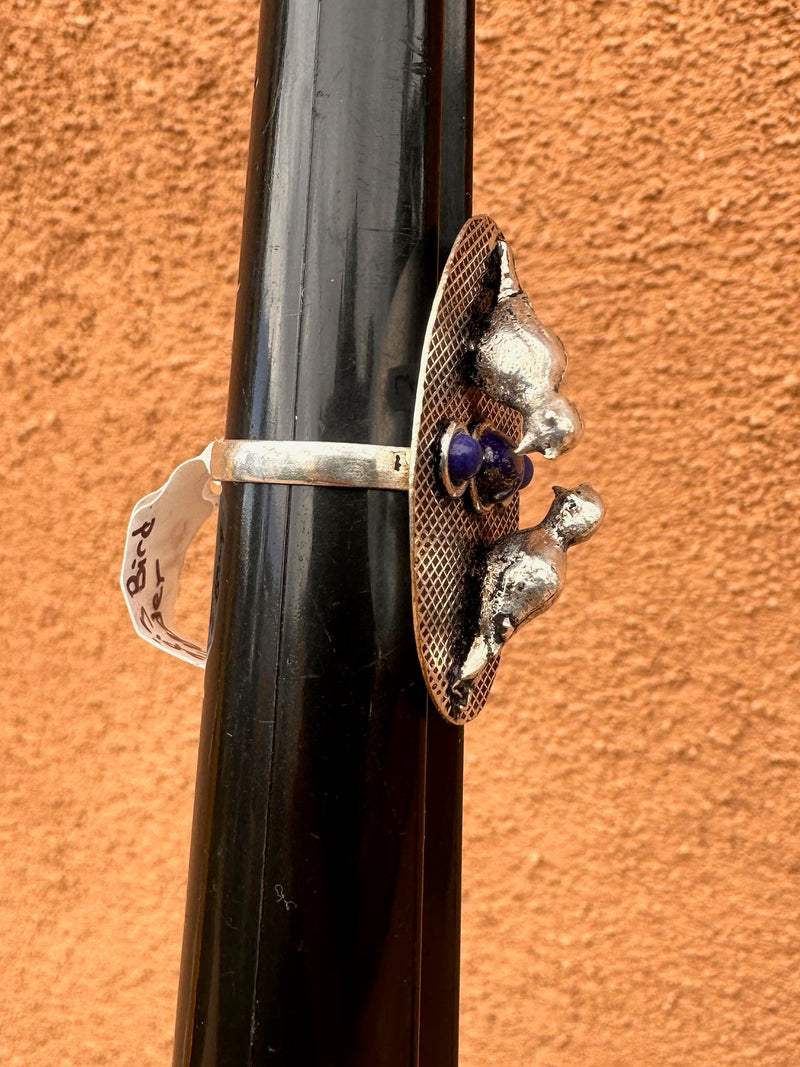 Sterling and Lapis Bird Feeder Ring