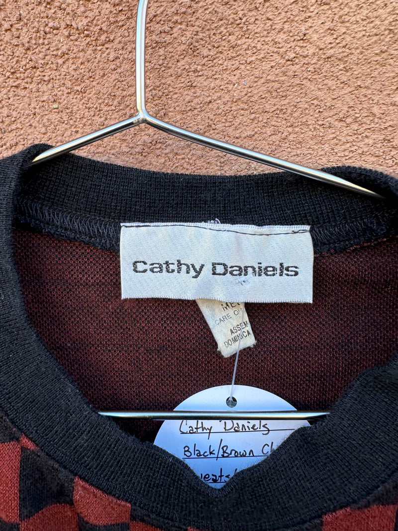 Cathy Daniels Black/Brown Check Sweatshirt - as is