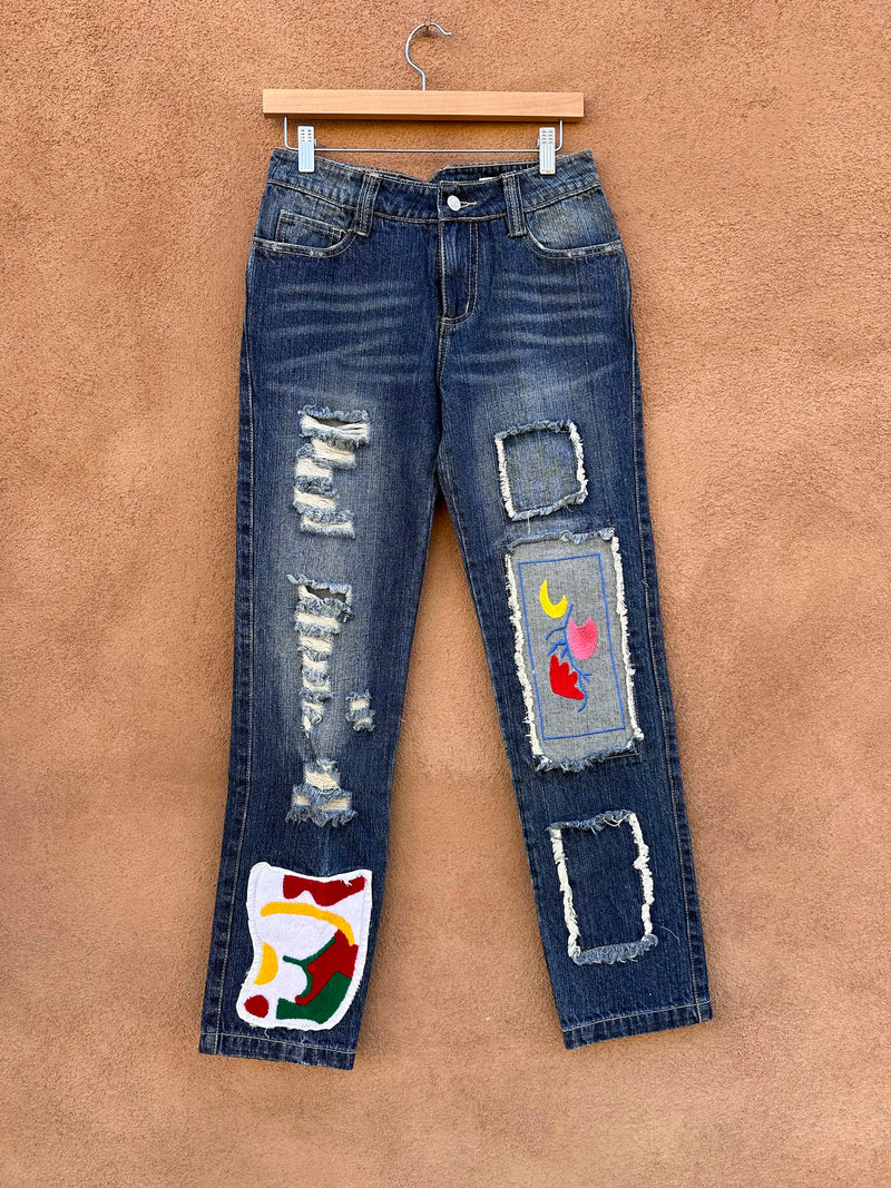 90's Self Space Jeans with Patches & Embroidery