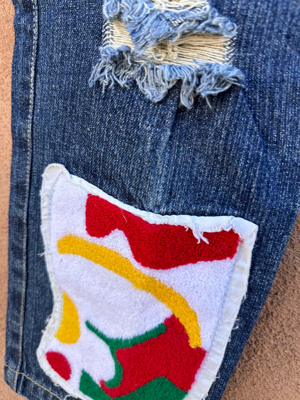 90's Self Space Jeans with Patches & Embroidery