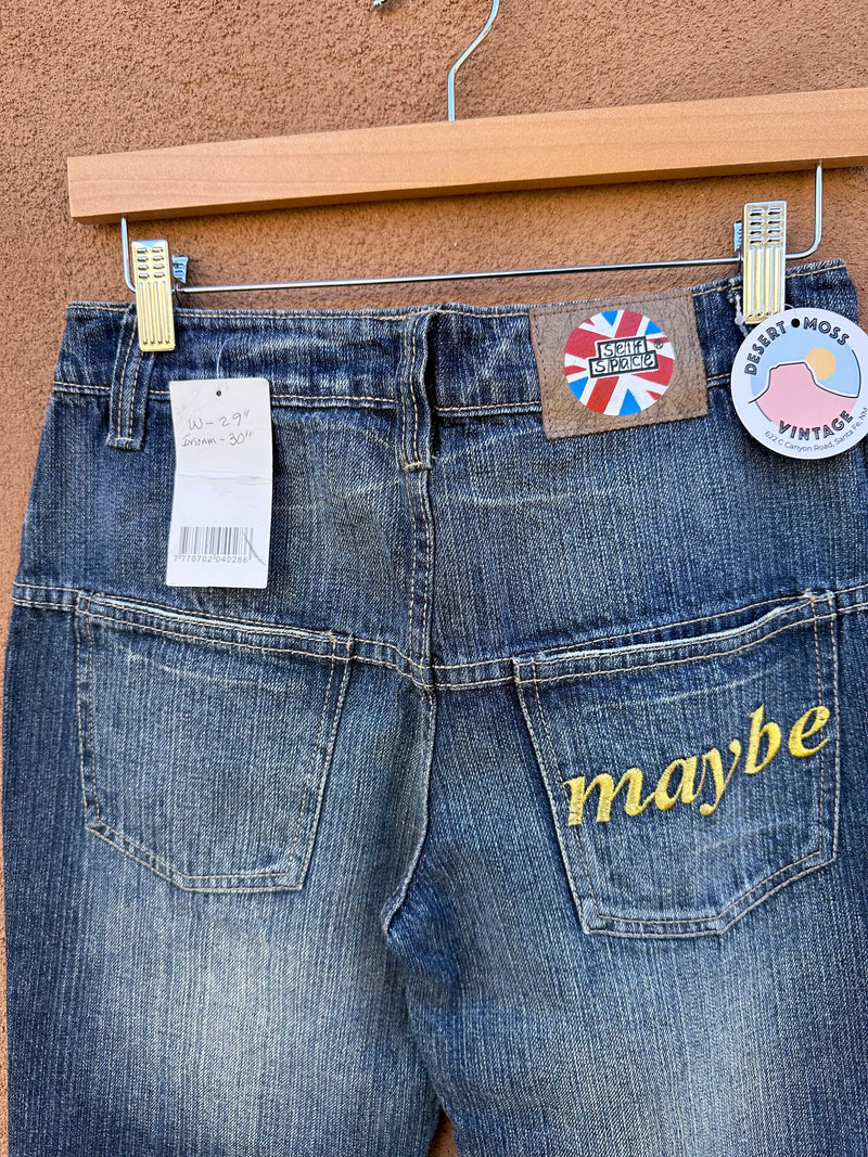 90's Self Space Jeans with Patches & Embroidery