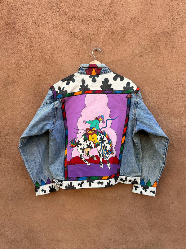 One-of-a-Kind Hand-Painted by Tavlos Jacket, 1980's Santa Fe Pop Art - Signed