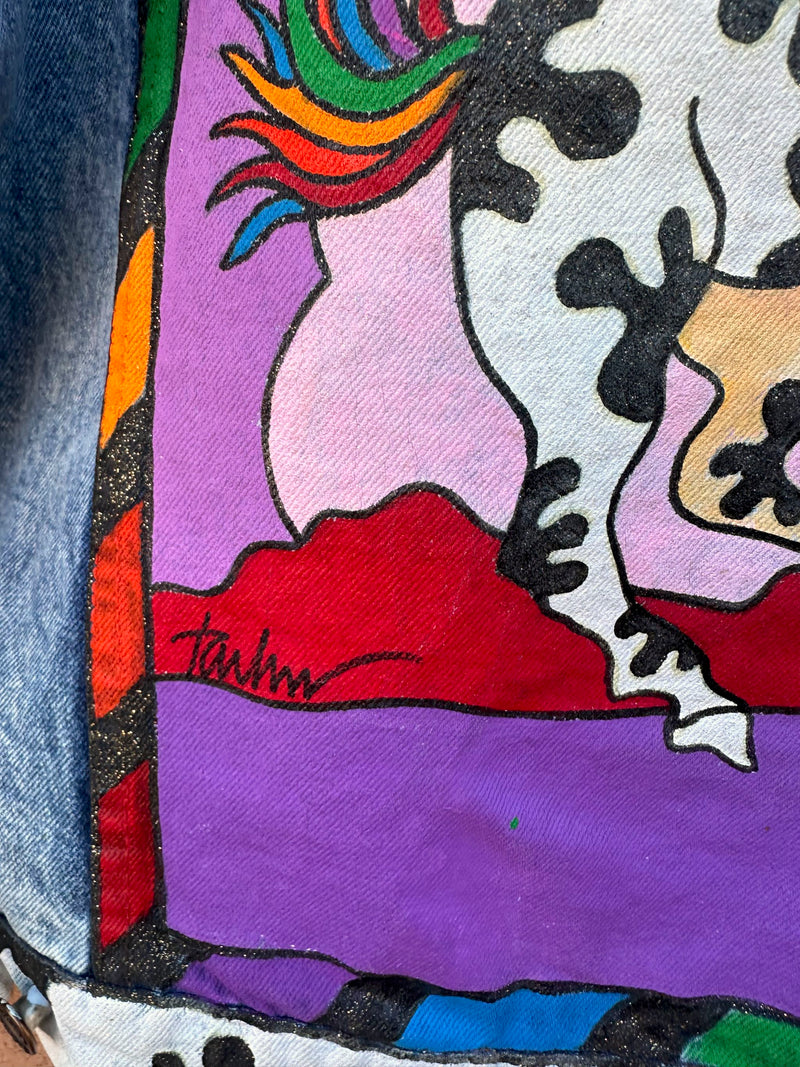 One-of-a-Kind Hand-Painted by Tavlos Jacket, 1980's Santa Fe Pop Art - Signed