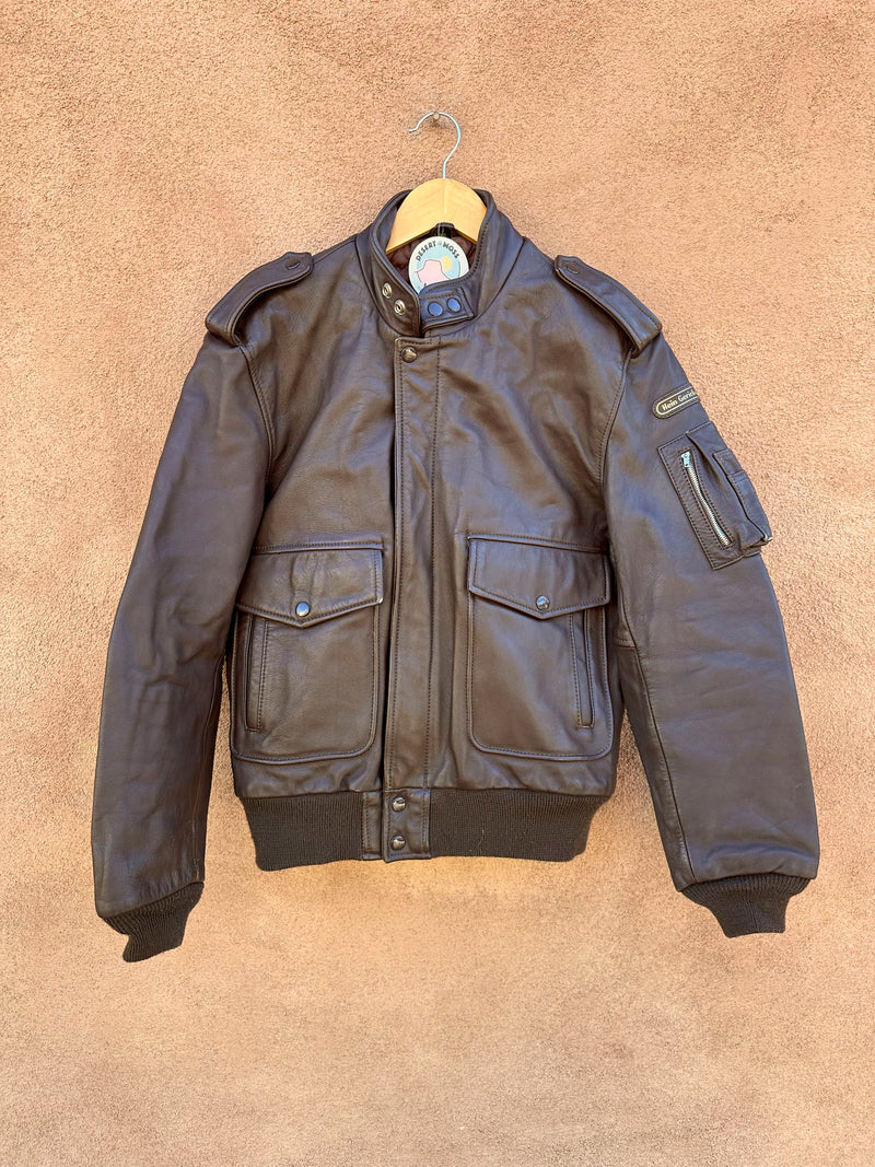 Brown 1980's Hein Gericke Cafe Racer Leather Moto Jacket