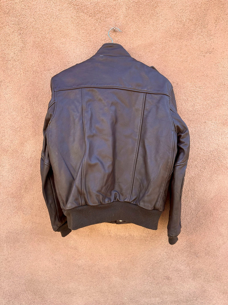 Brown 1980's Hein Gericke Cafe Racer Leather Moto Jacket