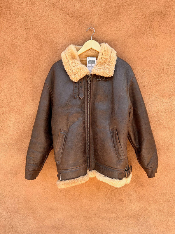 Napa Valley Shearling and Leather by Sawyer B-3 Bomber Jacket - Medium