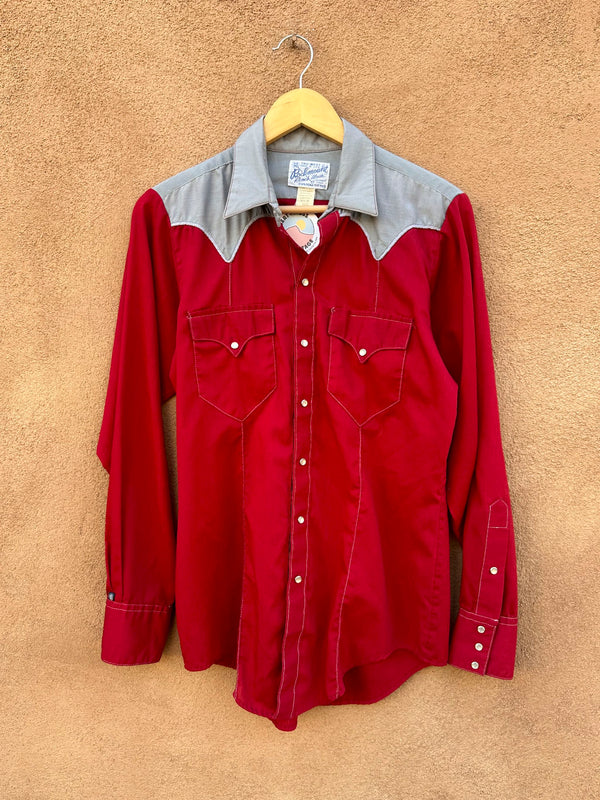 1950's Rockmount Ranch Wear Gray & Red Cowboy Shirt