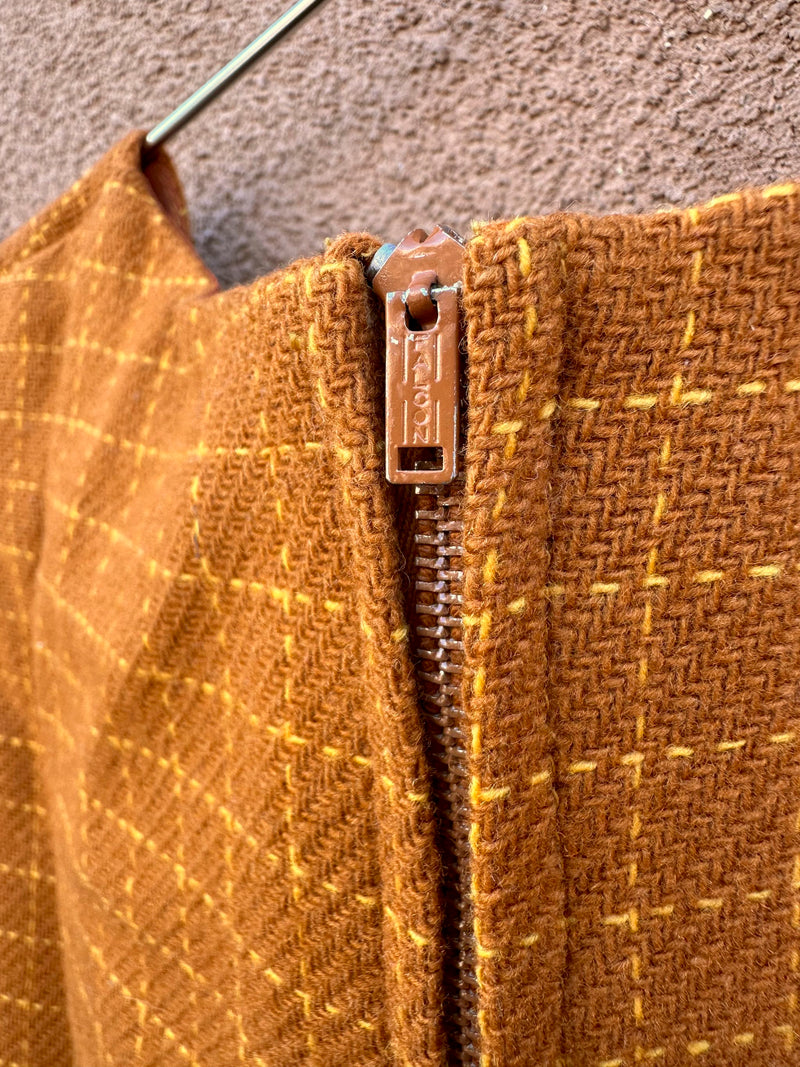 1960's Brown & Yellow Mod Check Dress