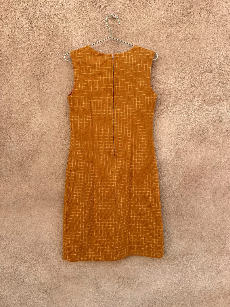 1960's Brown & Yellow Mod Check Dress