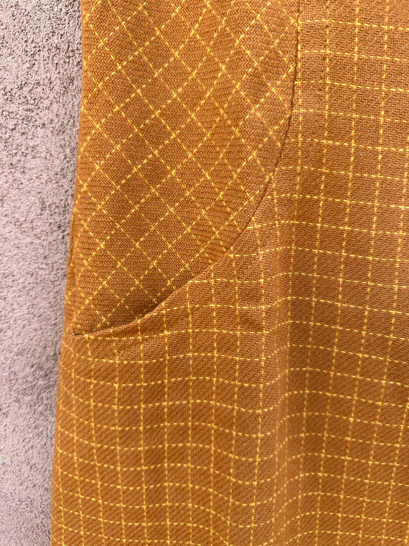 1960's Brown & Yellow Mod Check Dress