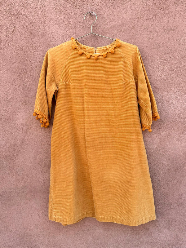 1960's Mustard Bubble Dress by Lounge Craft - Corduroy