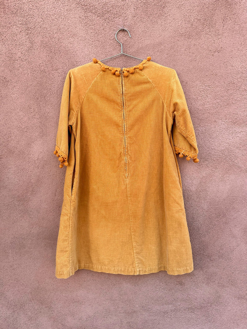 1960's Mustard Bubble Dress by Lounge Craft - Corduroy