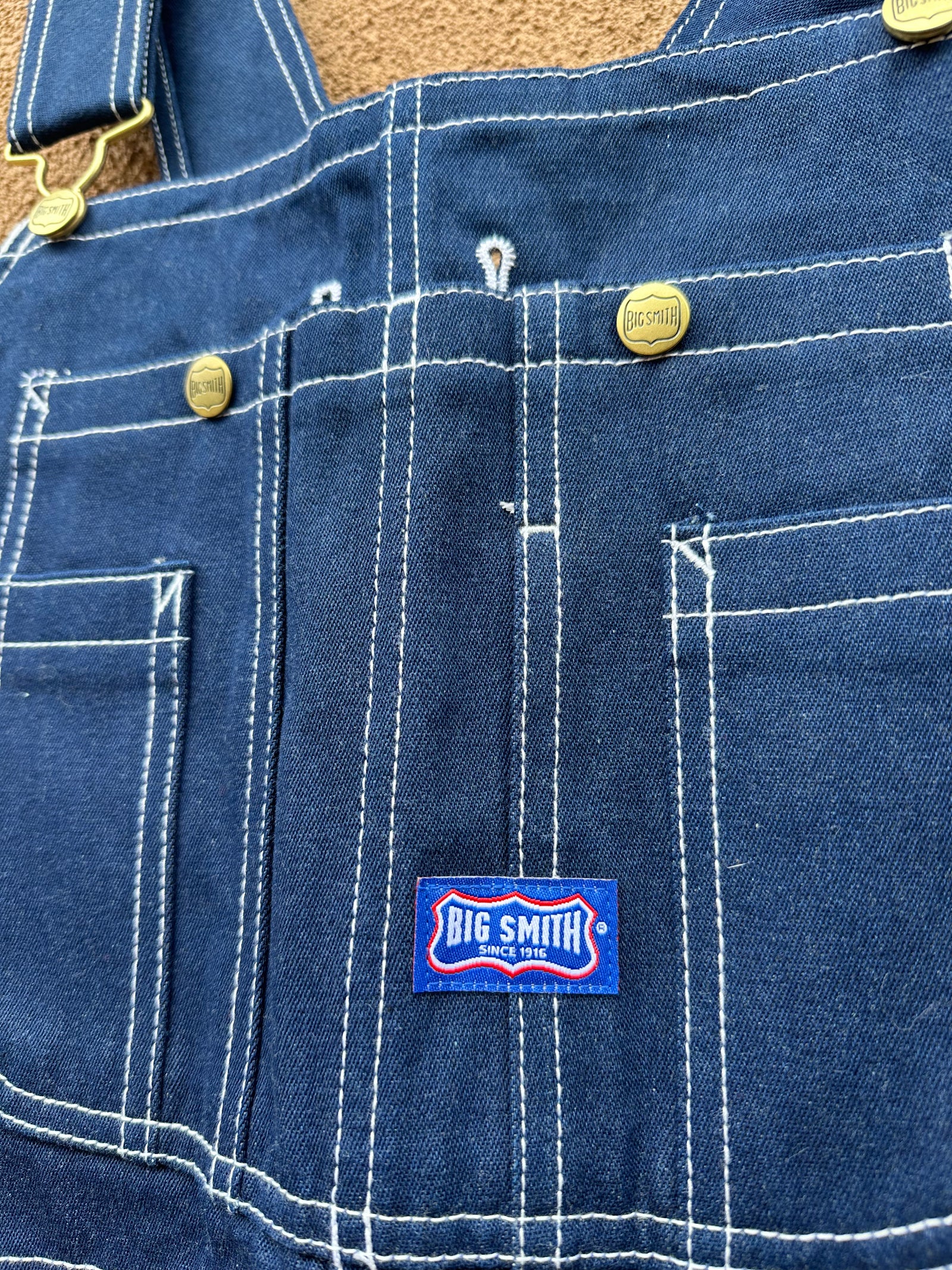 Vintage 1990s Big Smith Blue Denim Jean Patchwork Overalls Size good 44 x 28 / Made in USA / Large Sized Vintage / Vintage Overalls / Streetwear