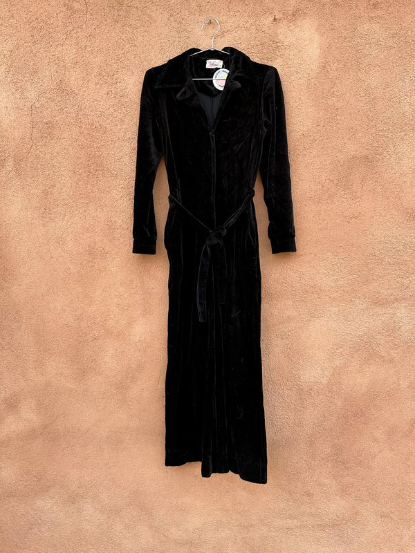 Black Velour 1960's Belted Jumpsuit by The Kollection