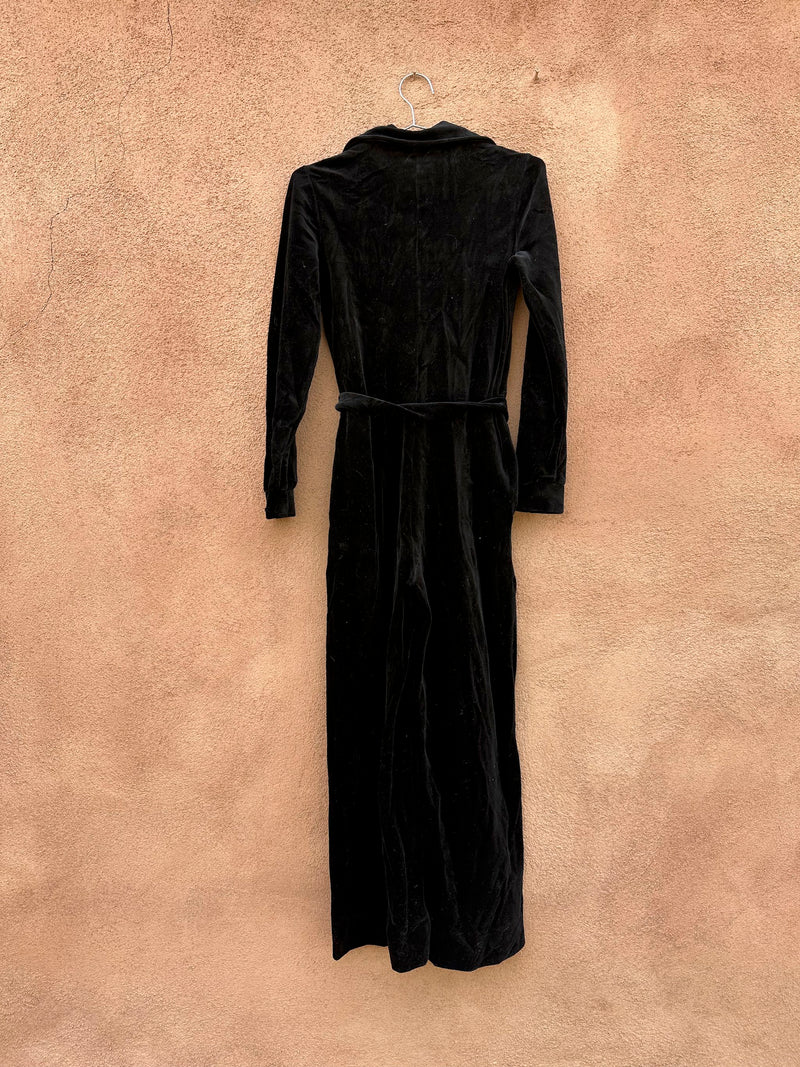 Black Velour 1960's Belted Jumpsuit by The Kollection