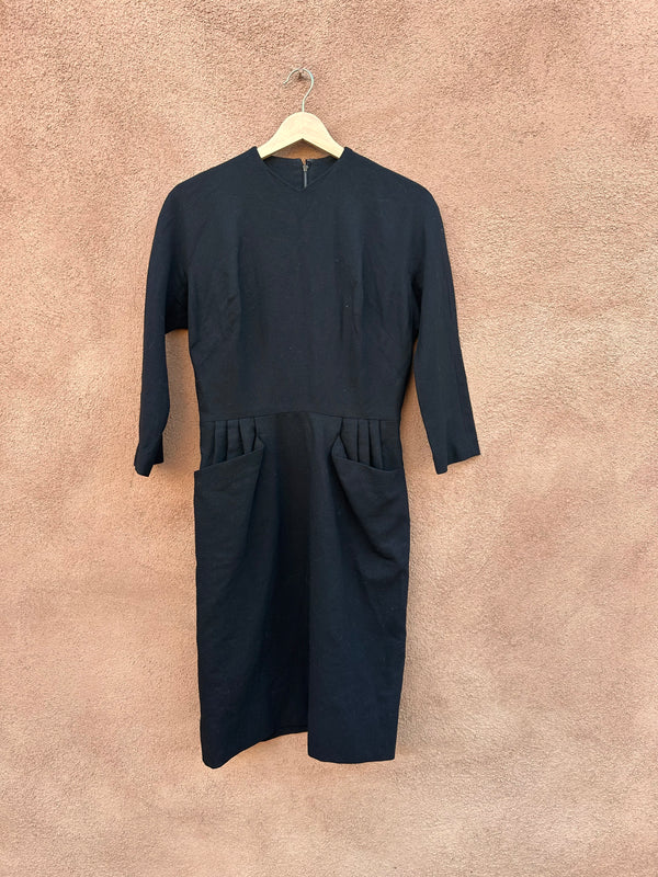 Black Wool Dress with Pockets