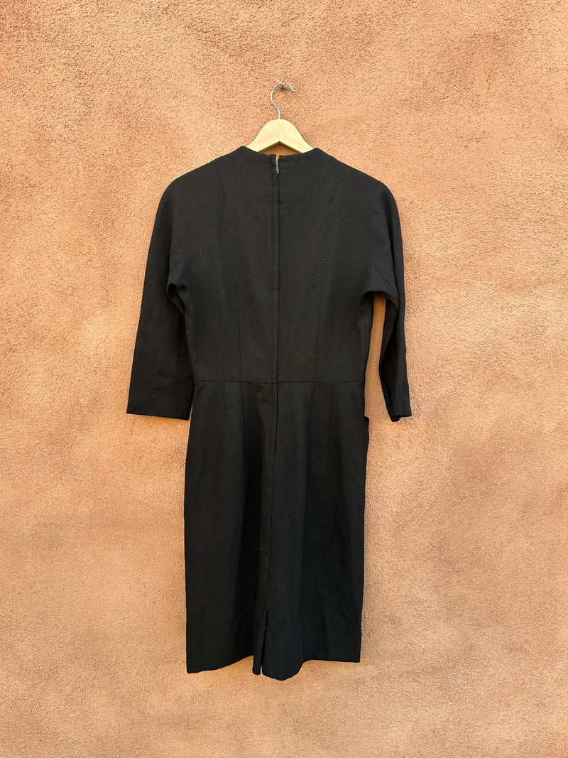 Black Wool Dress with Pockets