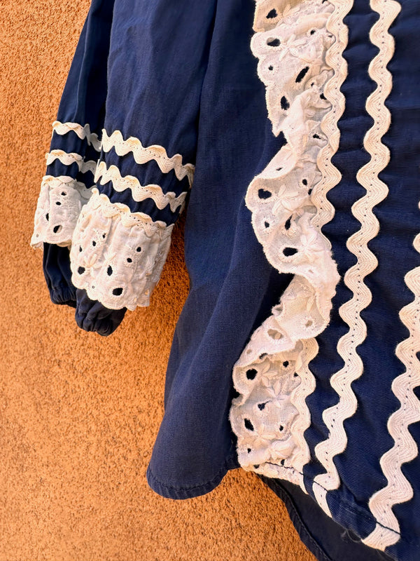 1950's Navy Blue and White Fiesta Dress