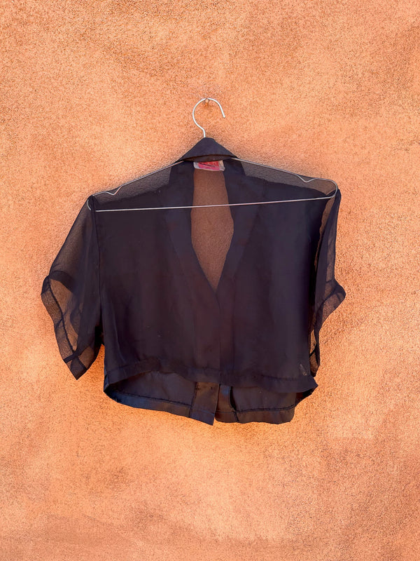 Black Sheer Cropped Blouse - as is