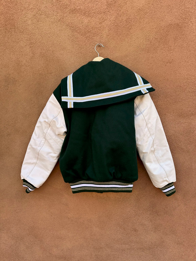 Forest Green and White Rock Creek Letterman Jacket - Small