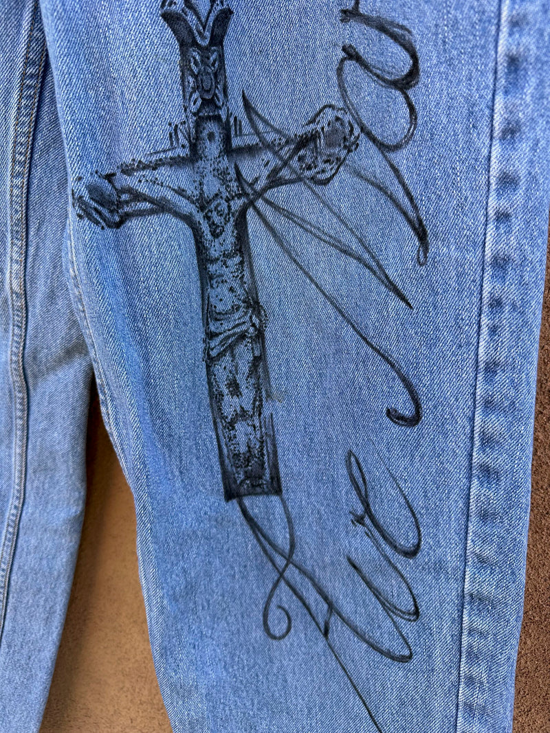 Ave Maria Jeans by Merrideth McDowell - Hand Drawn Levi's 34 x 32