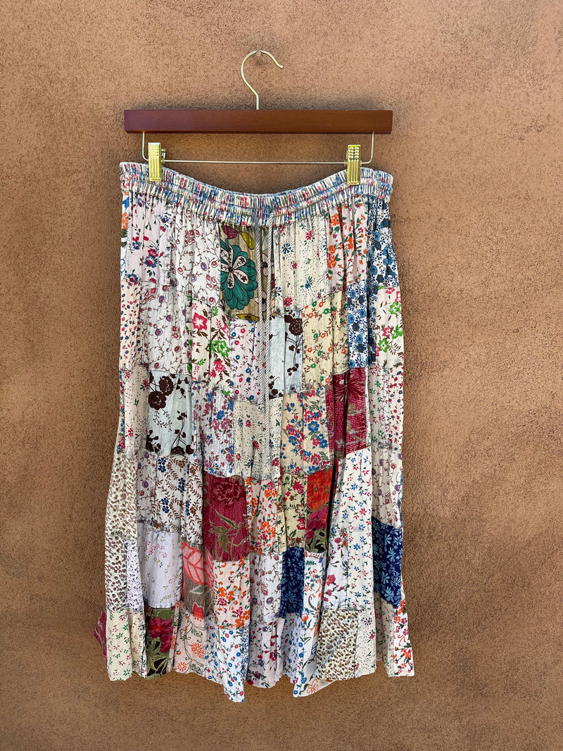 Patchwork Rayon Midi Skirt