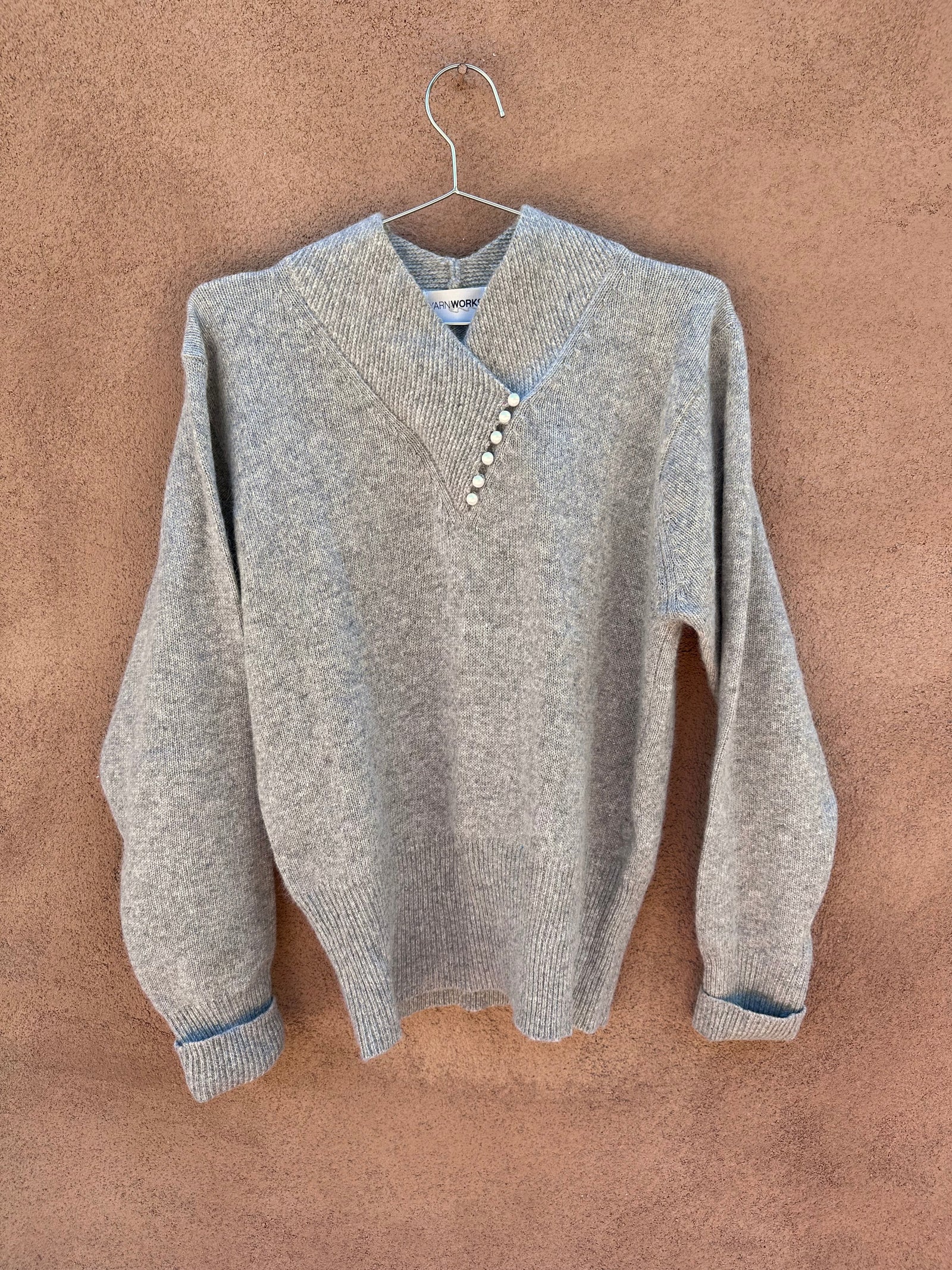 Gantos Silk Angora deals Blend Sweater Intricately Woven Pearl Studded Size L Runs Sm