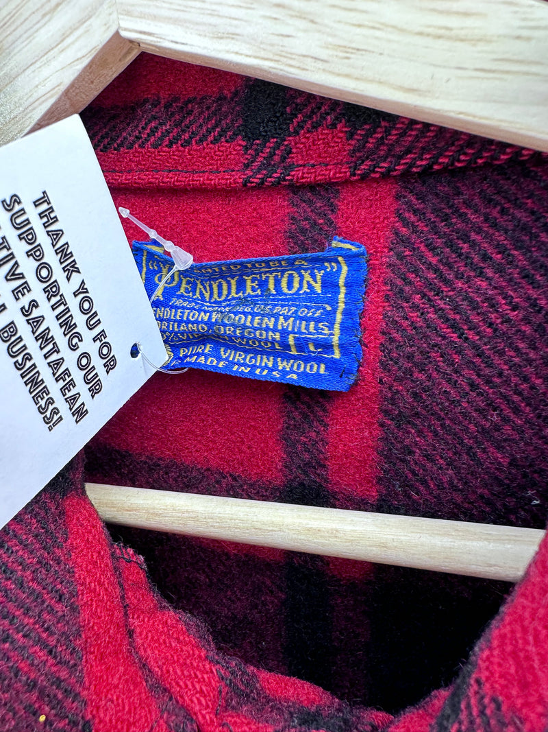 Red/Black 1960's Pendleton Buffalo Plaid Jacket, Large